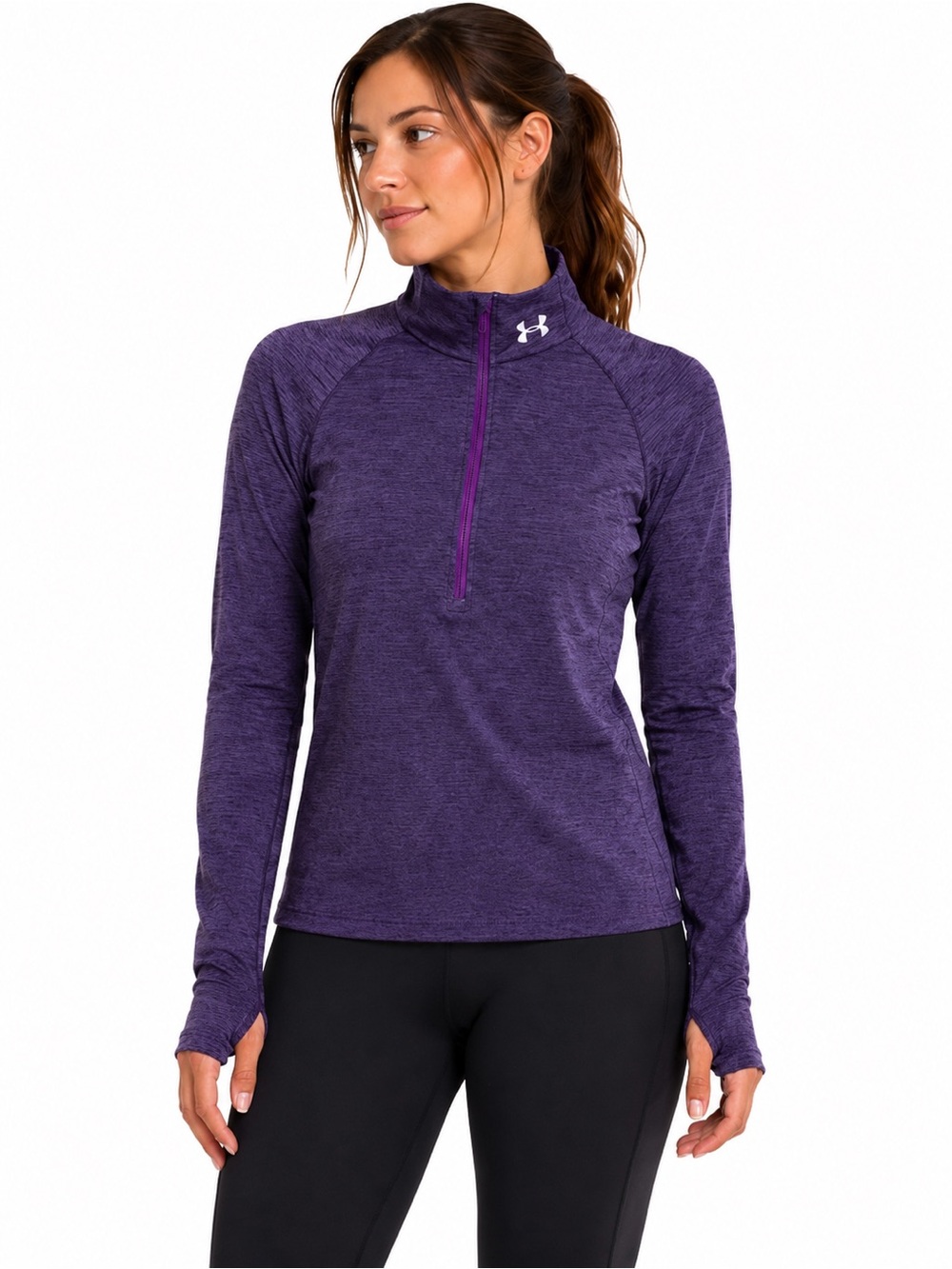 Under Armour ColdGear Reactor Threadborne 1/4 Zip Pullover Purple Women’s L